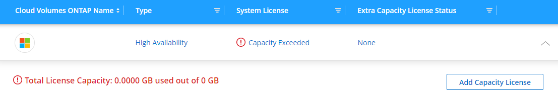 无法从Cloud Manager访问CVO、并且数字钱包许可证状态已超出容量限制 无法从Cloud Manager访问CVO、并且数字钱包许可证状态已超出容量限制