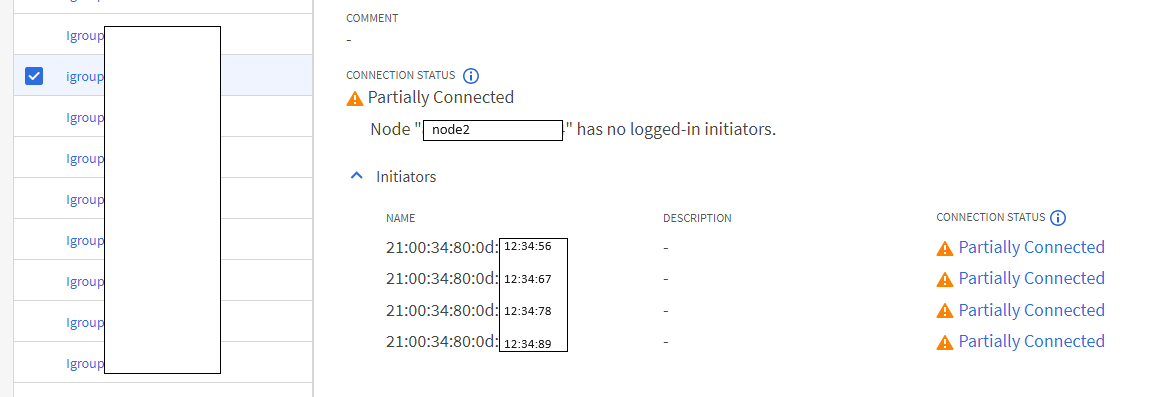 ONTAP系统管理器报告切回后未登录到一个节点的启动程序