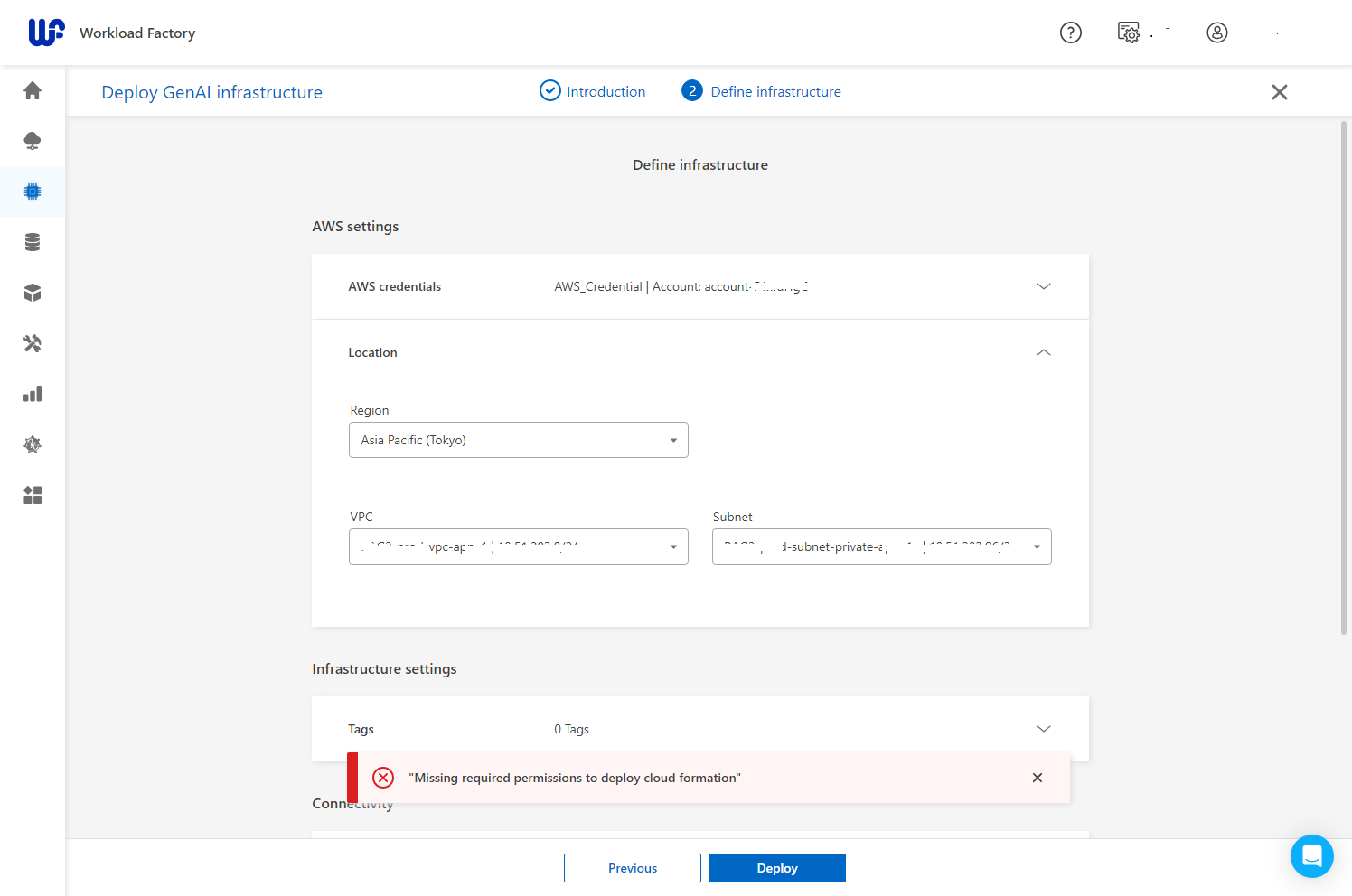 Deploy GenAI on Workload Factory failed with error Deploy GenAI on Workload Factory failed with error