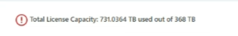 Digital wallet shows capacity of 1 node BYOL license instead of 2